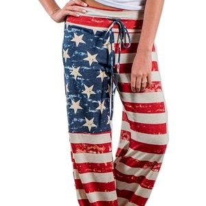 Women’s Lounge Palazzo Pants-American Flag-Sz XXL